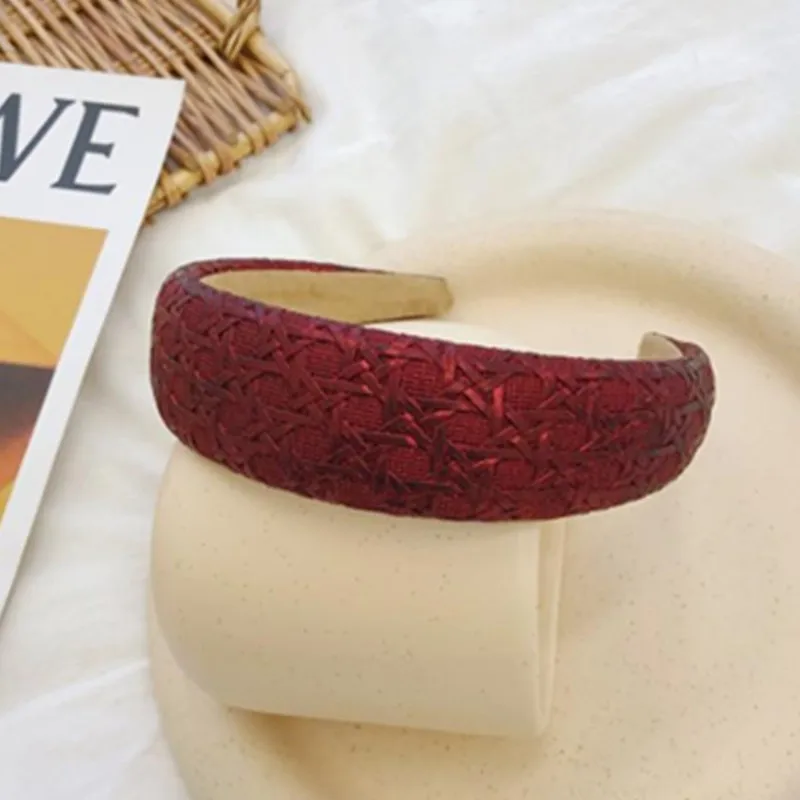 

European Antique Style PU Leather Padded Headband for Women Face Wash Headwear Head Band Adults Wide Plain Hairband Solid