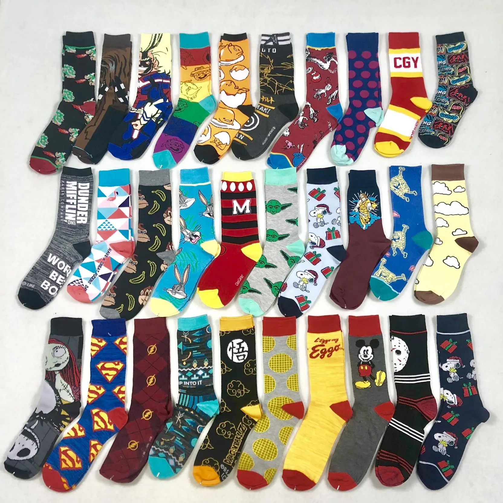 10 Pair 35-46 Cute Anime Socks Men Women Hip Hop Cartoon Socks Cotton Marvel Popular Brand Long Socks Happy Funny Socks Novelty