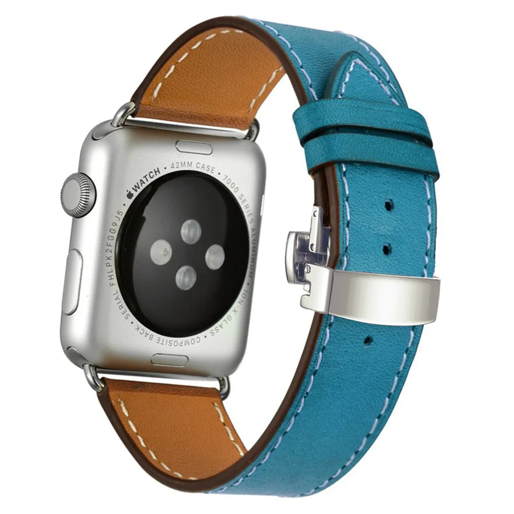 Кожаный ремешок для Apple watch band 4 44 мм 40 мм correa iwatch 5 4 3 2 ремешок 42 мм 38 мм Пряжка бабочка Apple watch 4 аксессуары