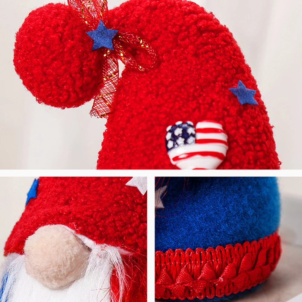 

Patriotic Gnome Handmade American Festival Home Decoration for Memorial Day/Independence Day/4th of July Strips Plush