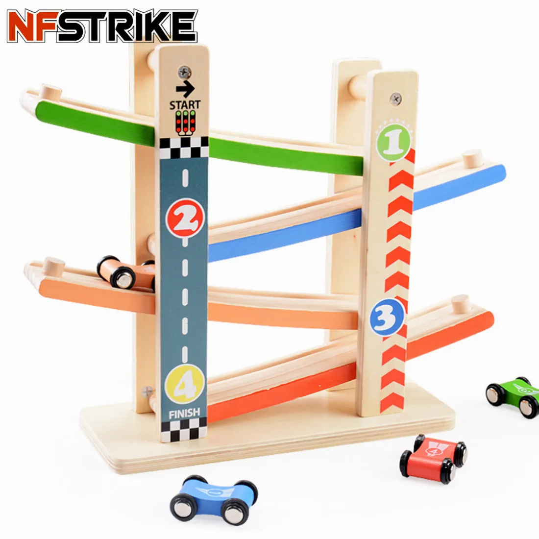 Игрушечный автомобиль деревянный городская дорога Ramp Racer Track инерционный