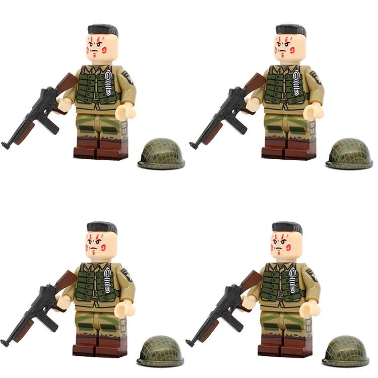 M3-4PCS WW2 военная армия солдат фигурки строительные блоки Minifigs армейский солдатский шлем оружие шарф аксессуары Кирпичи игрушки для детей - Цвет: M3-4PCS