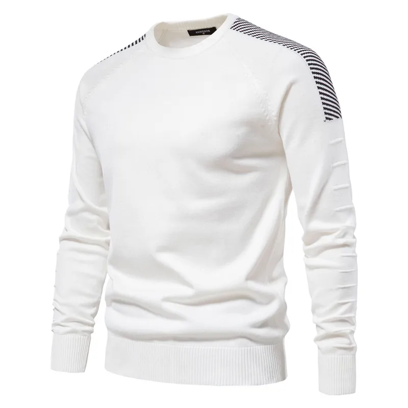 

FAKUNTN Spliced Drop Sleeve Sweater Men Casual O-neck Slim Fit Pullovers Men's Sweaters New Winter Warm Knitted Sweater For Men