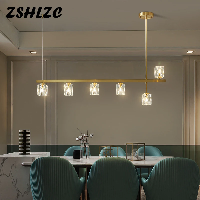 

Современная светодиодная хрустальная люстра, медные потолочные светильники для гостиной, столовой, спальни, кухни, бара, домашний декор, ко...