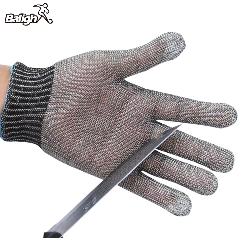 

Balight перчатки с защитой от порезания, защитные, ударопрочные, из нержавеющей стали, металлическая сетка, мясная перчатка, уровень рыбалки, 5 з...