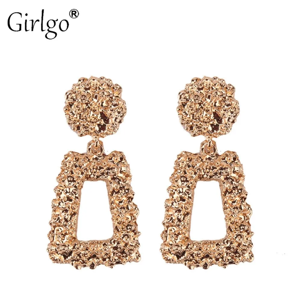 Girlgo ZA квадратные мини металлические серьги-капли для женщин модные макси