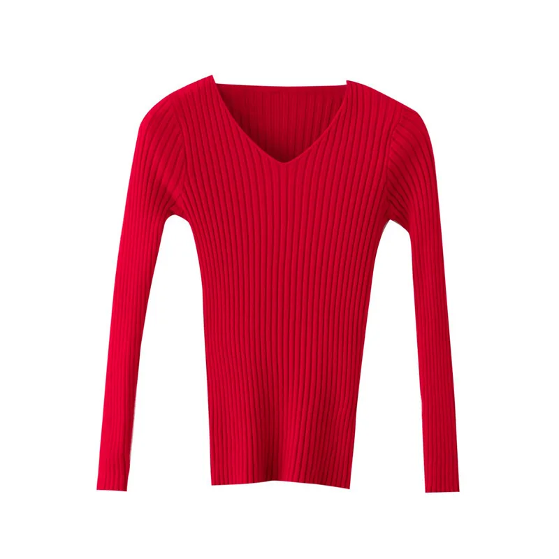 

Autumn and Winter New Women's V-neck Sweater Women's Slim Sweater Tight Long Sleeve