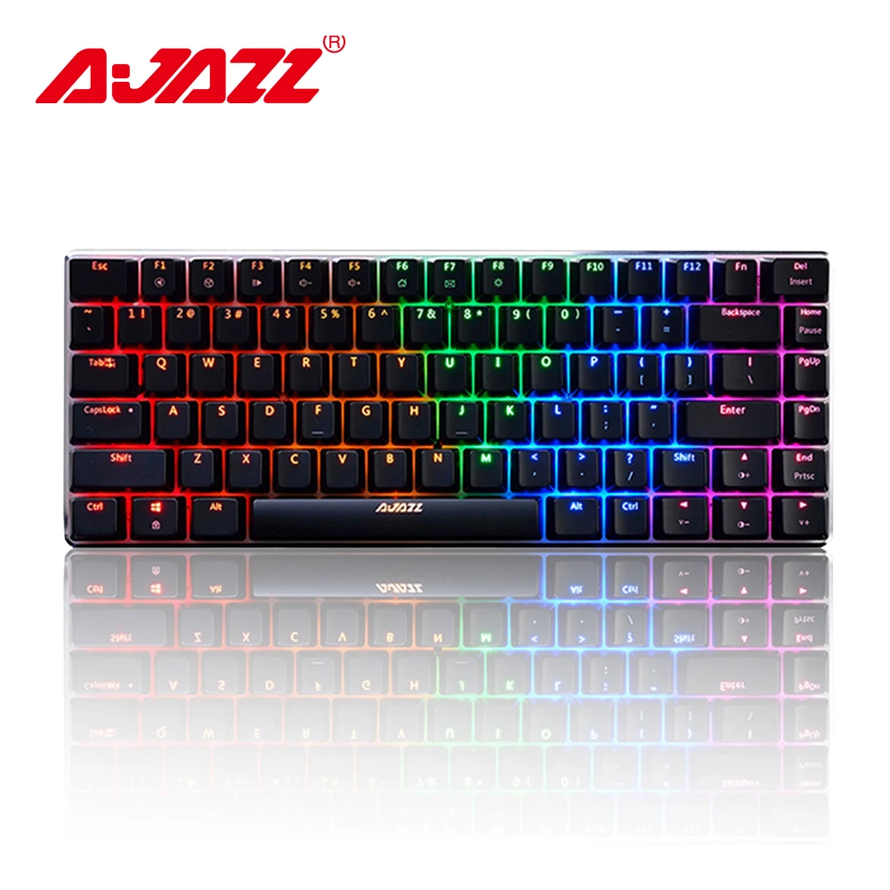 Ajazz AK33 82-клавишная клавиатура Проводная Механическая клавиатура на русском/английская раскладка синий/черный переключатель RGB подсветкой бесконфликтное