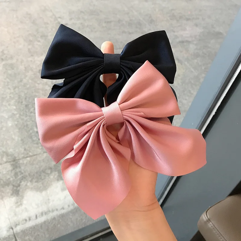

2021 One Layer Hair Bows Satin Cloth Fabric Hairpins Woman Girls Bowknot France Clips Hair Grip Hair Accessories New