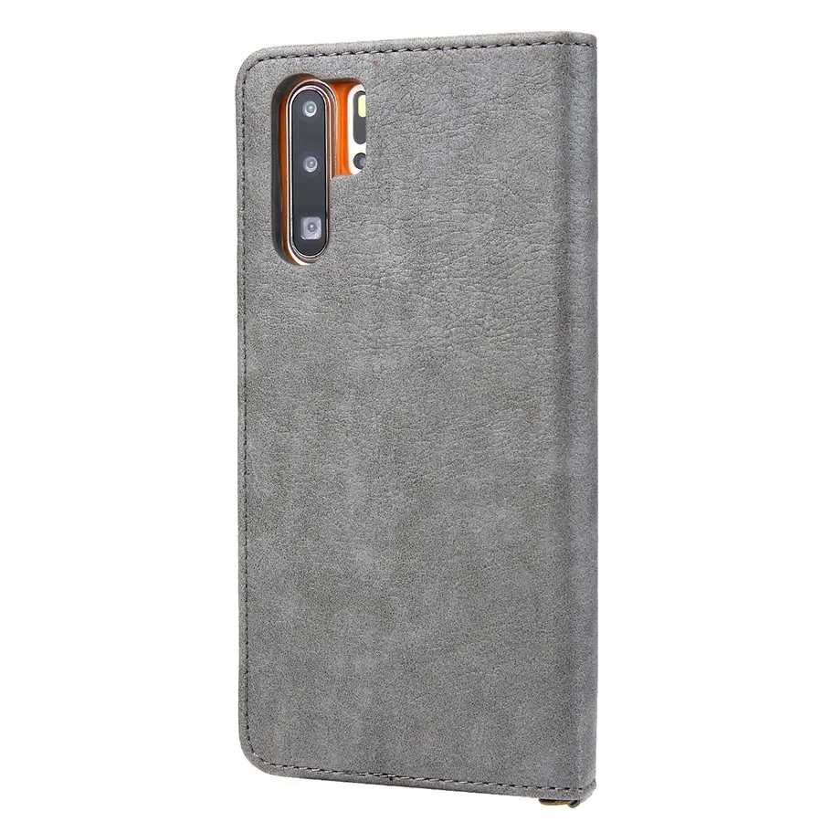 Винтажный чехол-Кошелек из искусственной кожи личи для huawei P20 Pro Lite P30 Pro, роскошный противоударный чехол для телефона mate 20 pro, чехол - Цвет: Серый
