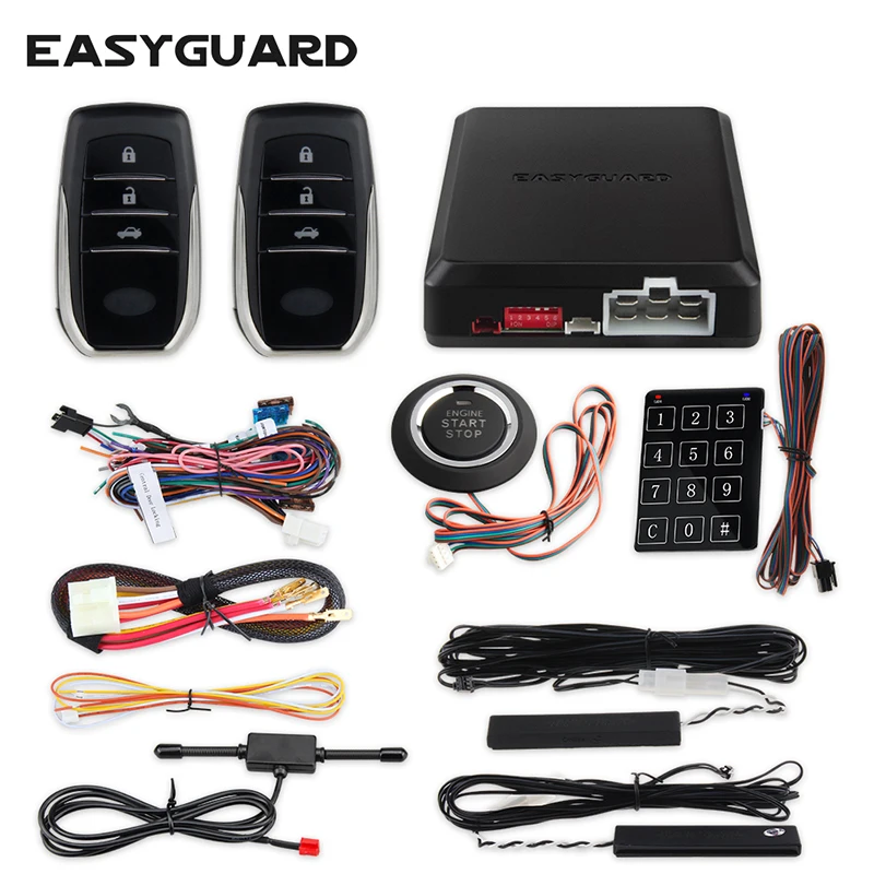 EASYGUARD pke бесключевая система запуска, дистанционный центральный замок, система запуска двигателя, автосигнализация, дистанционный запуск