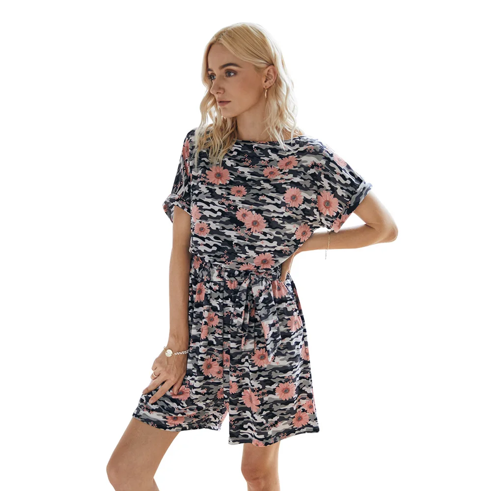 

Summer Ladies Short Sleeve Jumpsuit 2020 Summer Camouflage Short Sleeve Jumpsuit
