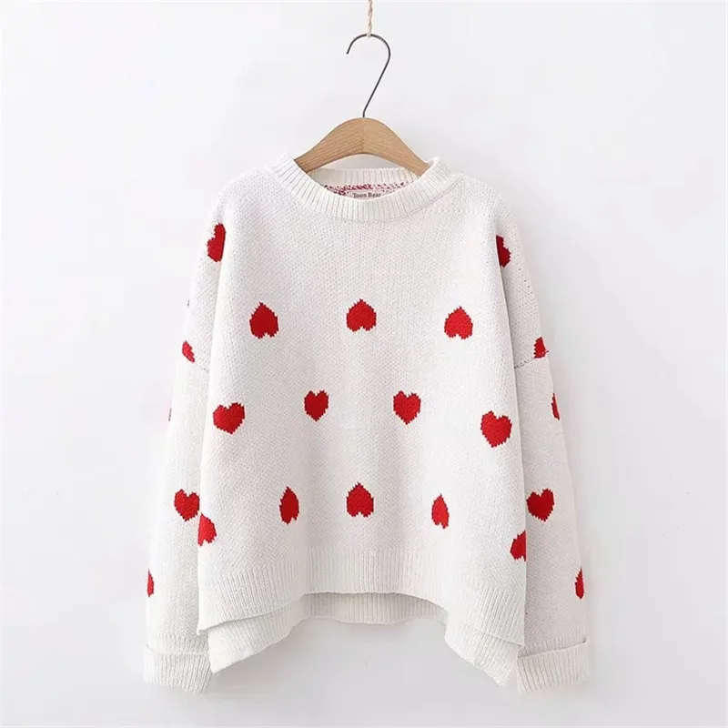 Artguy Winter Women Fashion Long Sleeve Sweet Heart O Neck Pullovers Knitted Sweaters Loose Jumper Sweater Xmas Knitwear Tops | Женская
