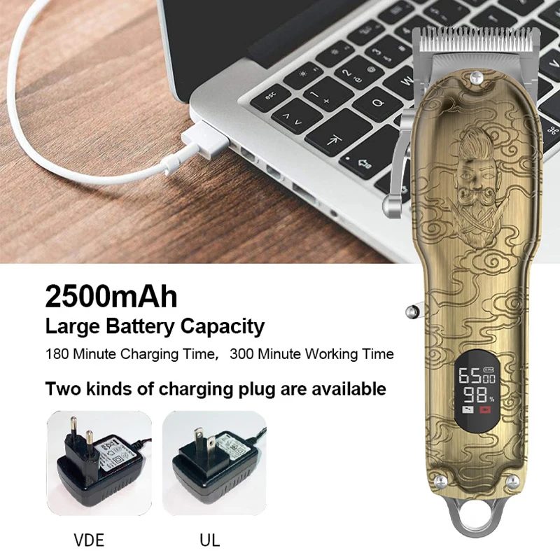 2021 New Professional Hair Clipper Barber Cutting Machine Electric Trimmer for Men Bronze Embossed Body Cutter | Бытовая техника