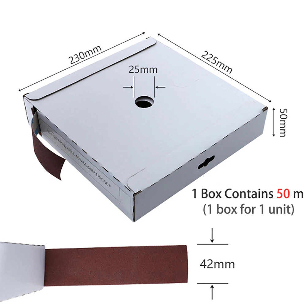 

1Roll 150# 240# 320# 400# 600# 50M Sandpaper Dry Matte Belt Box Roll Soft Sand Cloth Grinding DIY Polishing Emery Cloth Roll