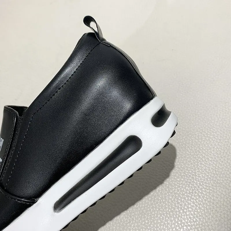 

Platform Sneakers Women Casual Slip-On Internal Increase Sport Shoes Woman 2021 Spring New Fashion White PU Flat Sneaker Female