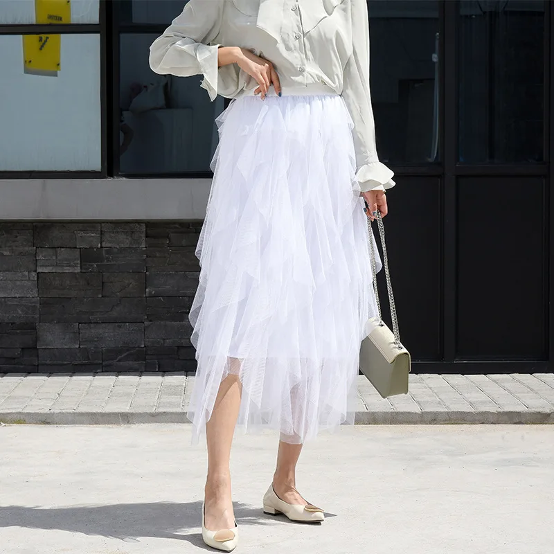 2019 Женская длинная юбка макси мягкая Тюлевая эластичный пояс юбки вечерние Бохо