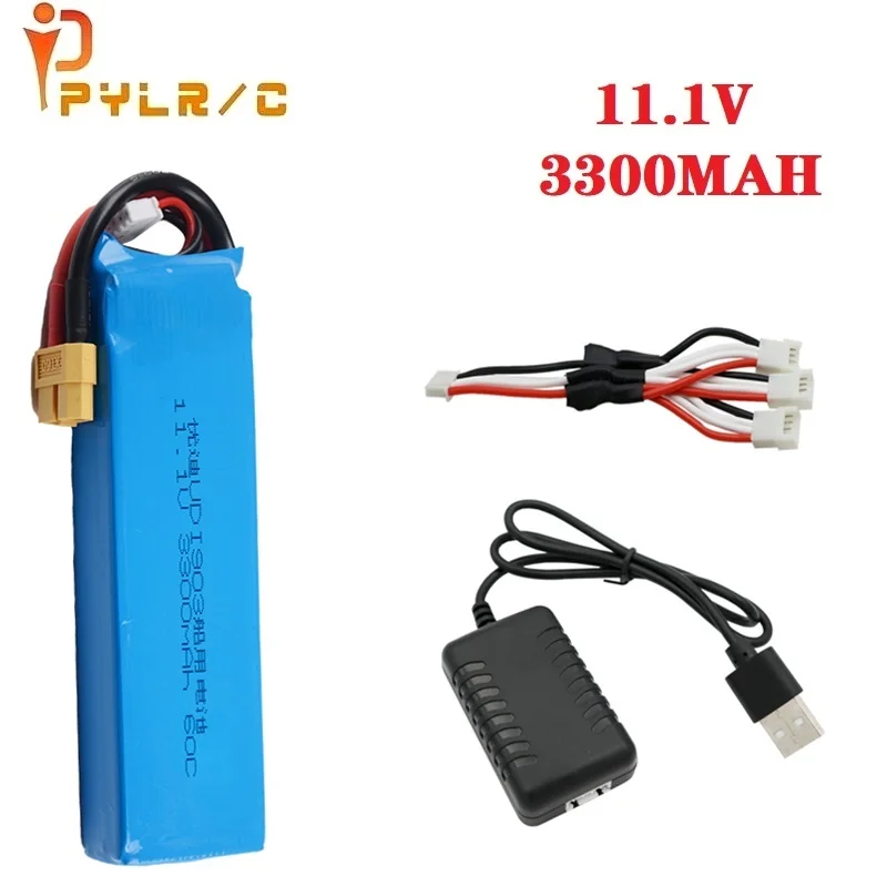 

11.1V 3300mAh lipo battery with usb for large capacity 3S RC boat battery for UDI 903/908 brushless speedboat model aircraft