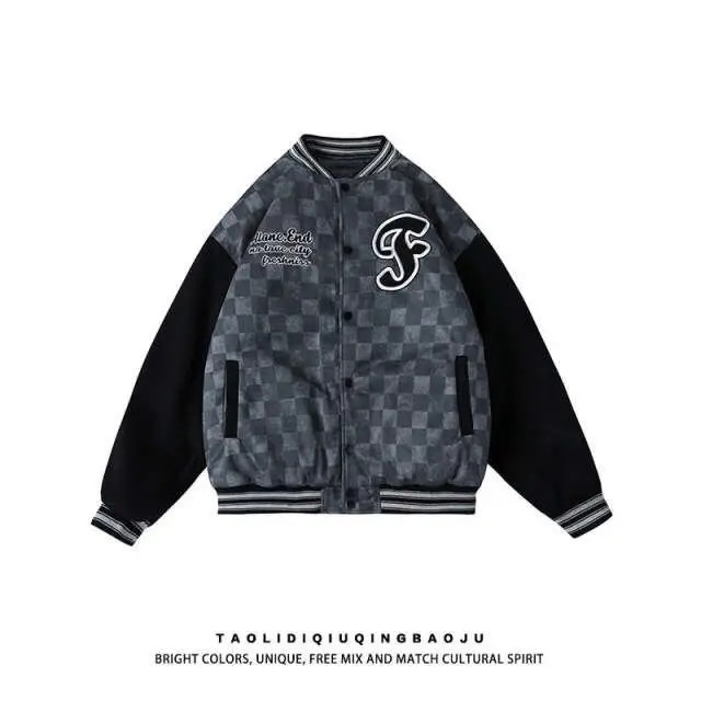 

Men 's and Women 's Coats 2021 Spring and Autumn New Korean Style Stand Collar Loose Letter Embroidery Baseball Uniform