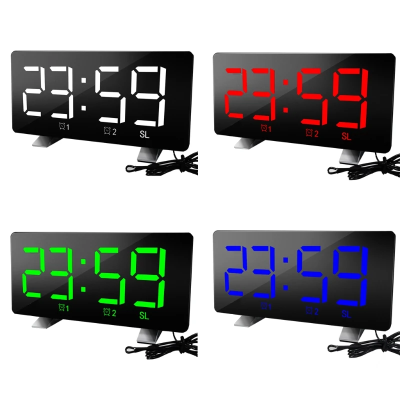

Snooze Dual Alarm Clock FM Radio Timer LED Display Electronic Clock Projection Digital USB Rechargeable for Room