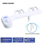 Ультратонкое неэлектрическое механическое биде, насадка для унитаза с двойной самоочищающейся насадкой, распылитель для пресной воды, 1 комплект