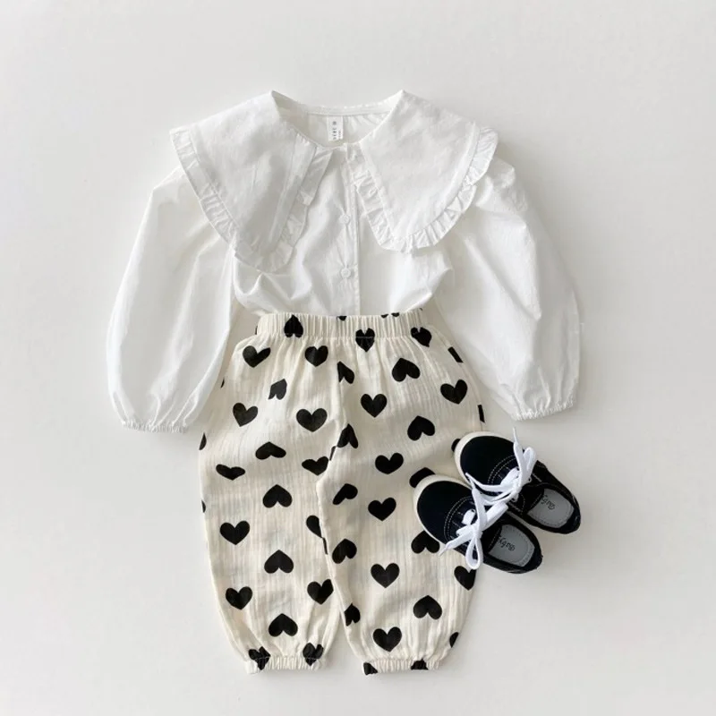 

Summer Newborn Baby Pants For Boys Girls Clothing Cotton Heart Polka Dot Pattern Trousers Tobbler Kids Loose Casual Pants