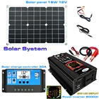 Система солнечных панелей 110 В220 В, 18 В1, 8 Вт, 30 А, контроллер заряда, 6000 Вт, автомобильный комплект инверторов солнечных батарей, полный комплект для создания энергии