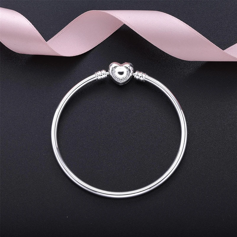 

Original 925 брелок Silver Pan Bracelet Fashion Heart With Crystal Cz Pan Bracelet Fit European Charm Bracelets Women Jewelry
