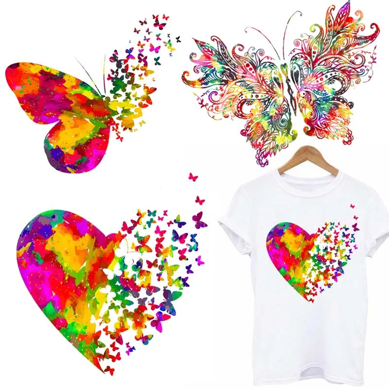 

Патчи-бабочки для утюга, нашивки для одежды, Термотрансферная наклейка на одежду, Цветочная аппликация, женская футболка