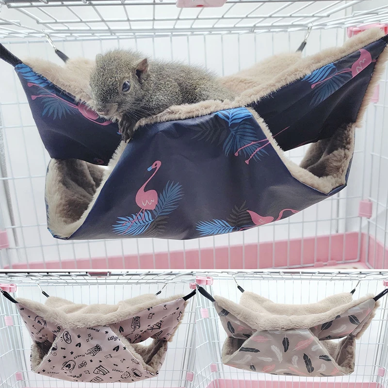 

Warm Hamster Hammock Rat Hanging Beds House Small Animal Cage Squirrel Guinea Pig Double-layer Plush Cotton Nests Pets Supplies