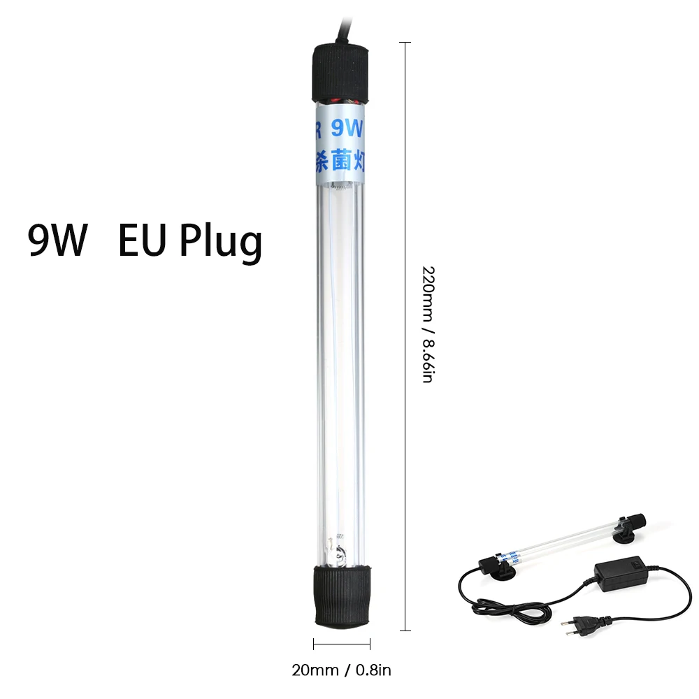 9W EU Plug Аквариумный светильник светодиодный водонепроницаемый светильник для аквариума Подводные водонепроницаемые лампы для растений УФ-лампа погружной стерилизатор дезинфекция - Цвет: 9W EU Plug
