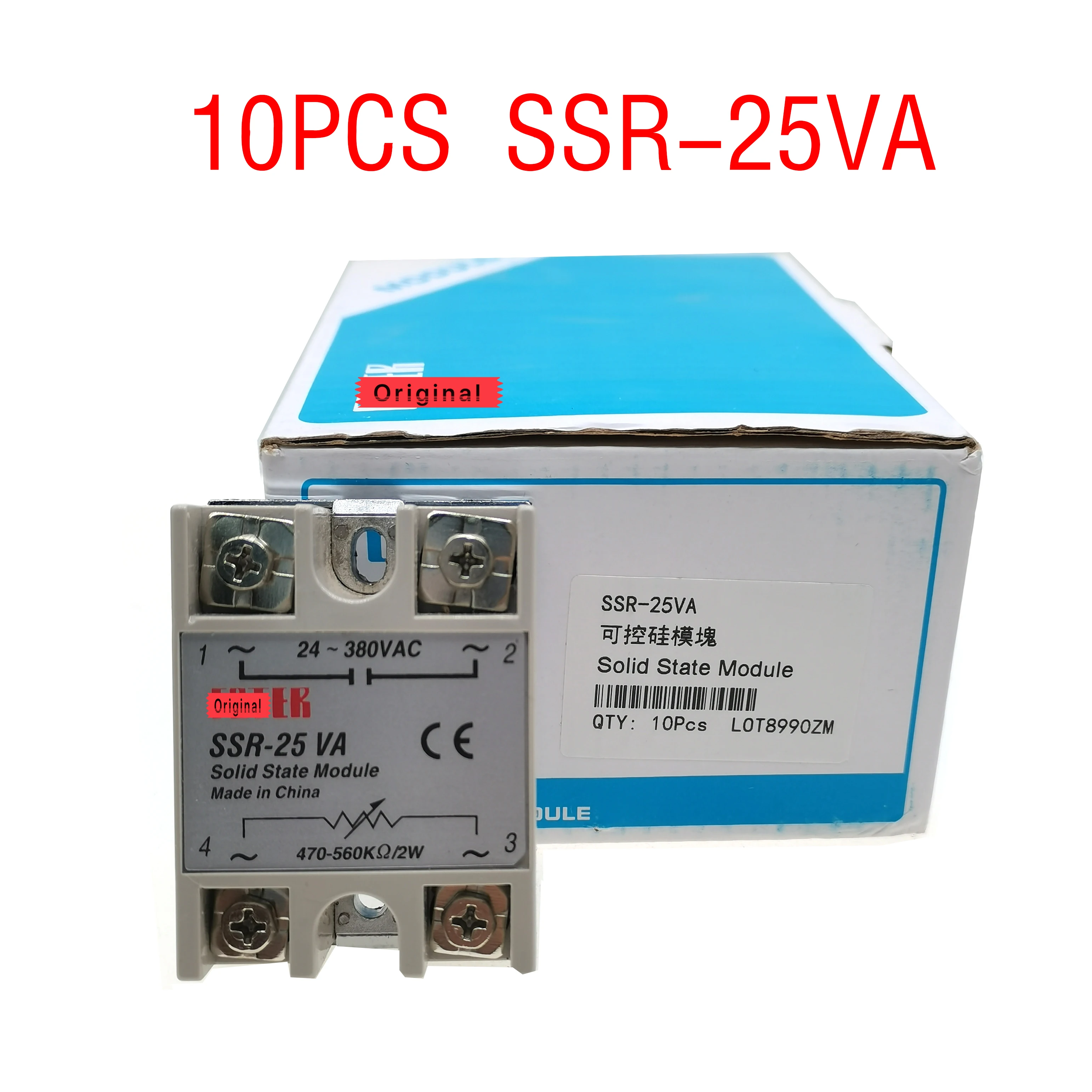 

10PCS SSR-25VA Single-Phase Solid State Relay Voltage Regulator 25A SSR25VA
