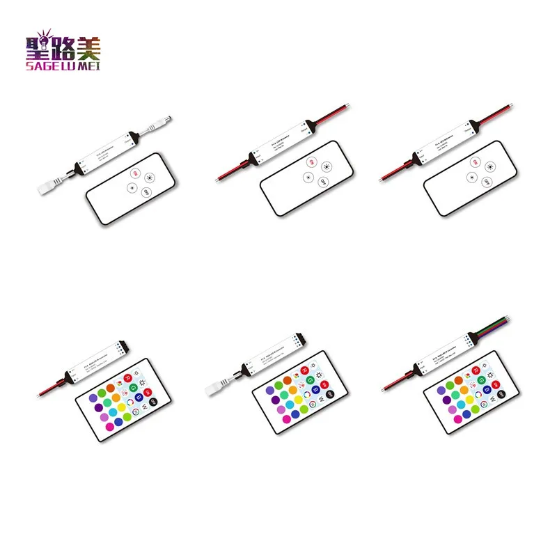 DC12-24V 1CH 3CH светодиодный мини ИК Одноцветный RGB контроллер Диммер для 5050 3528 2835 5630 5730