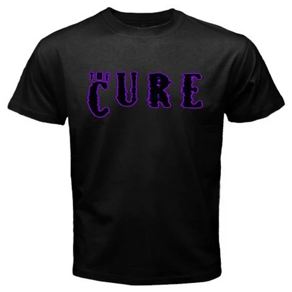 

New The Cure Rock Band Legend Purple Logo Men's Black T-Shirt