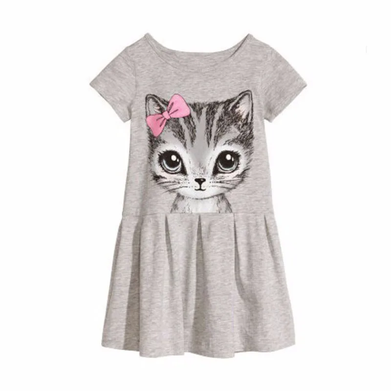 2-7 years old Girls summer casual dress cartoon printing simple and versatile loose coat fashionable high-quality child clothing | Детская