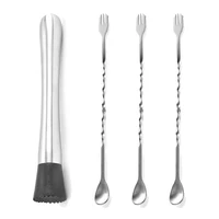 8inch stainless steel cocktail muddler 10inch mixing spoon home bar tool setfor make mojito mint juleps drink juices