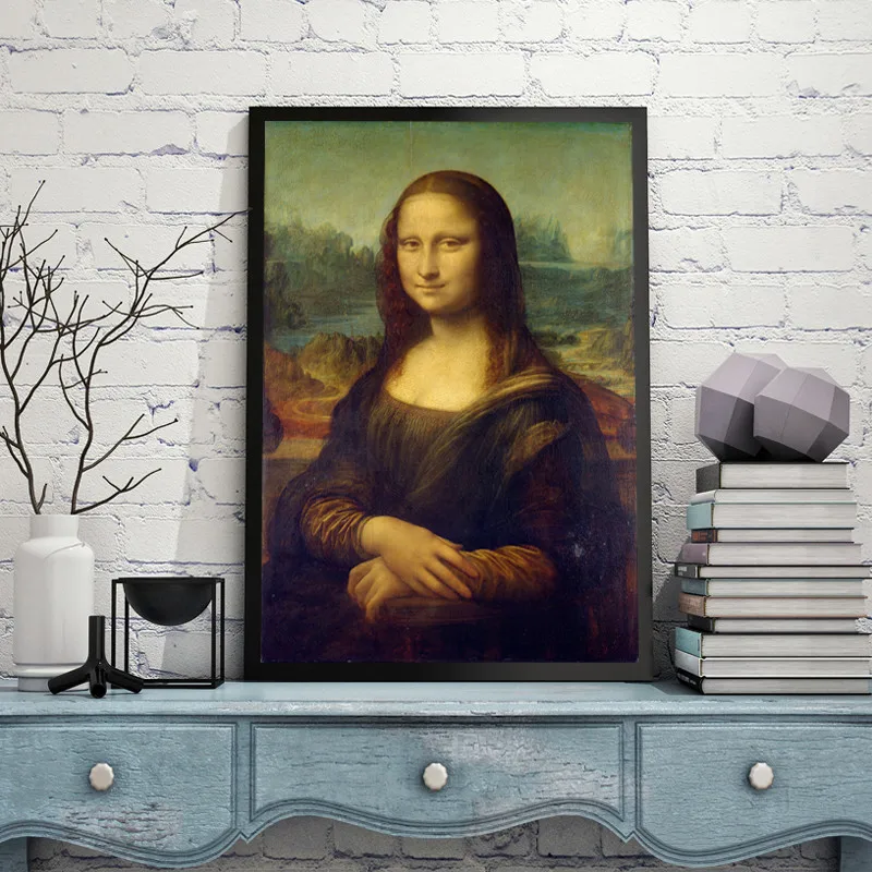 

Italy Famous Painter Leonardo Da Vinci's Mona Lisa Posters Print on Canvas Wall Art Canvas Painting for Living Room Home Decor