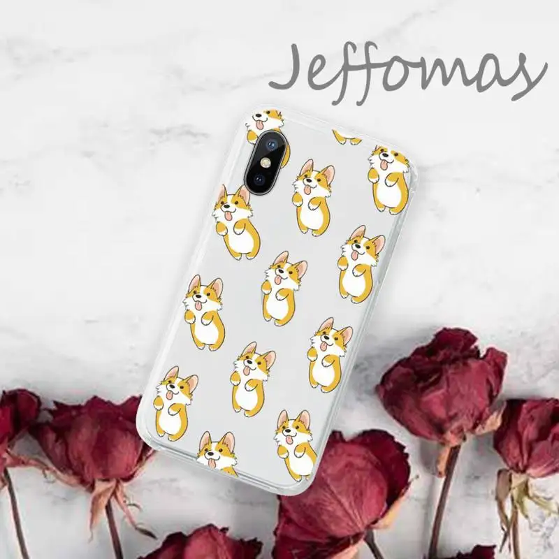 

Corgi Cute cartoon dog Phone Case Transparent for iPhone 11 12 mini pro XS MAX 8 7 6 6S Plus X 5S SE 2020 XR
