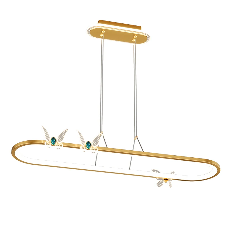 

Modern and simple led strip light luxury butterfly crystal dining room chandelier Nordic designer art bar chandelier