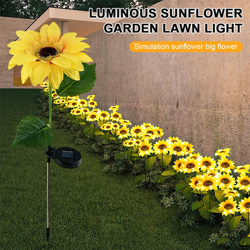 

1/2pcs Solar Led Light Garden Decoration Outdoor Sunflower Outside Automatic Solar Light Waterproof Lamp for Yard Pathway
