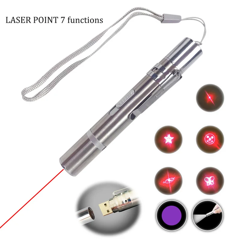 

Pets Cat Laser Pointer Multi-Pattern Red Laser Point Toy for Cat Chase Toys USB Recharge LED Laser Interactive Toy Cat Supplies