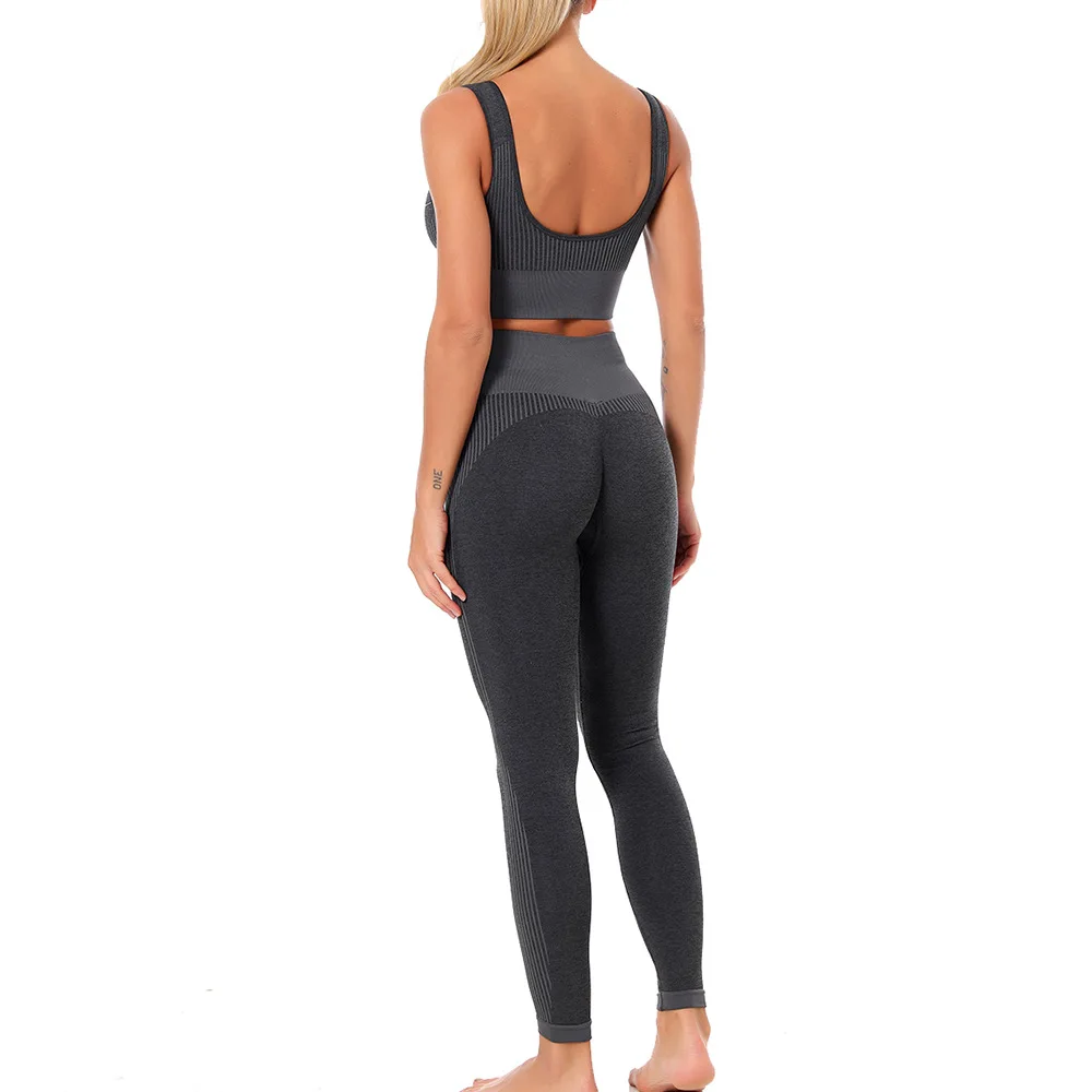 

2021 New 2 Pcs/set Women Seamless Yoga Sets Fitness Sports Suits Gym Clothes Breathable Bra Female Running Leggings Workout Set