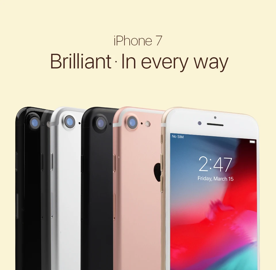 Apple A10 Fusion iPhone 7 четырехъядерный смартфон 4," 2 Гб ОЗУ 32/128/256 Гб ПЗУ 12.0MP отпечаток пальца 4G LTE разблокированный мобильный телефон