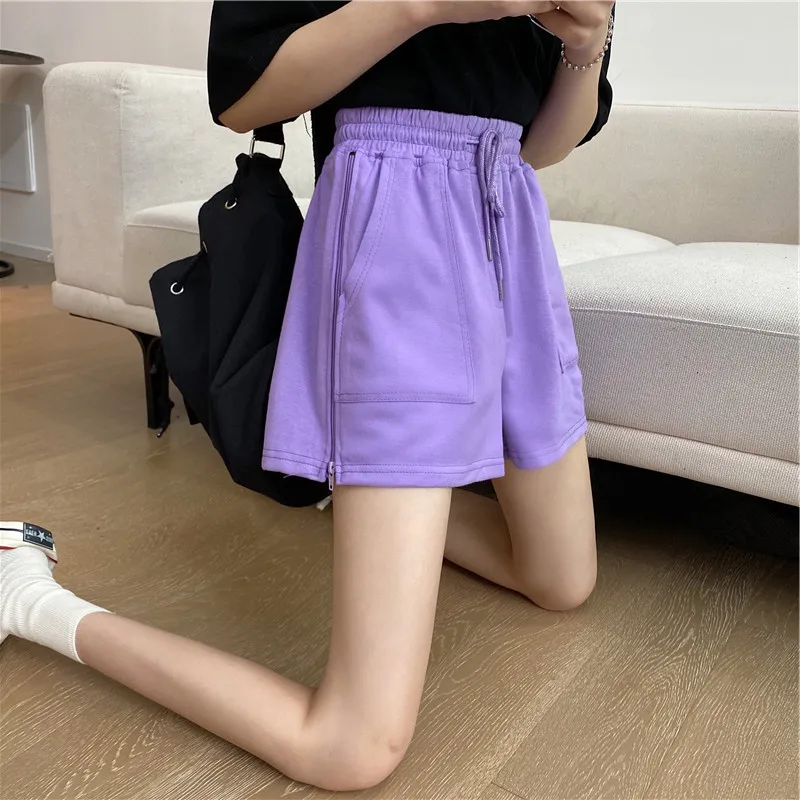 

2021 New Simple Oversized Casual Shorts for Women Loose Summer Shorts Female Casual Beach Chic Solid Color Short Hot
