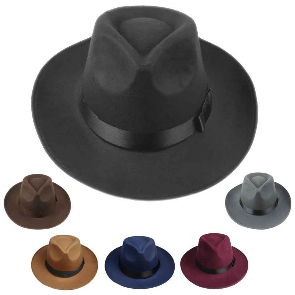 

Jazz Hats Vintage Trilby Derby Cap Fashion Women Cloche Unisex Casual Large brim Cowboy Wool caps Panama hat Fedora Cap