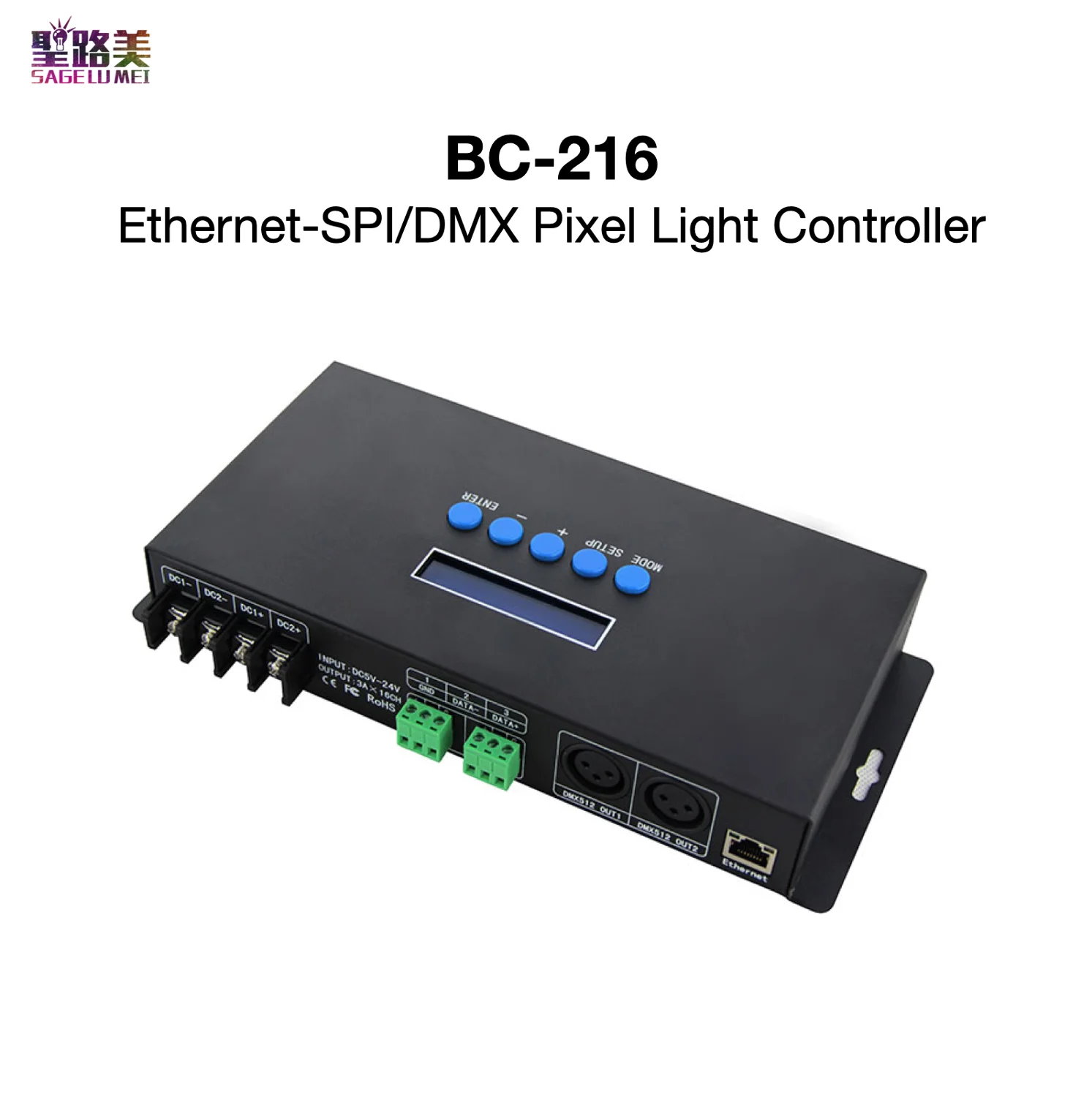 BC-216 Ethernet-SPI/DMX светильник пикселя контроллер DC5 ~ 24V 3A × 16CH RGB RGBW для большого проекта