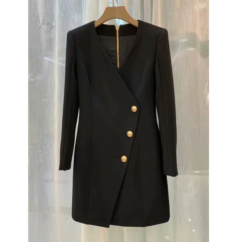 10 17 Высокое качество! Женское однобортное платье с длинным рукавом облегающее