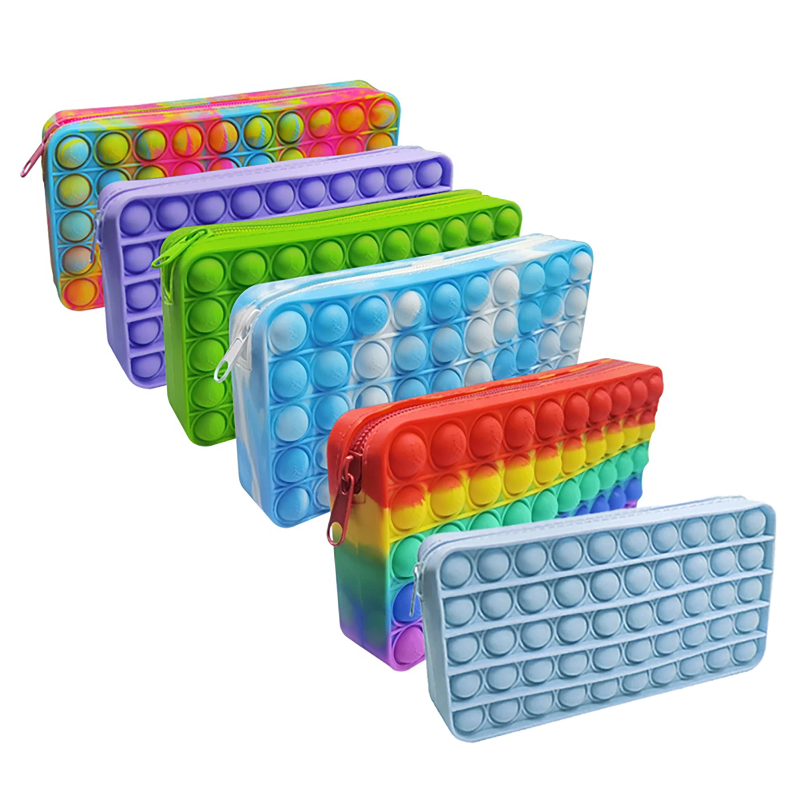 

Push Bubble Pencil Case Silicone Sensory Stationery Storage Bag Kids Educational Toy Autism Stress Reliever Sensory Fidget Toy