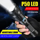 Мощный светодиодный P50 USB Перезаряжаемый мини-фонарик для улицы тактический охотничий фонарик Полиция Интеллектуальный водонепроницаемый фонарь с зумом