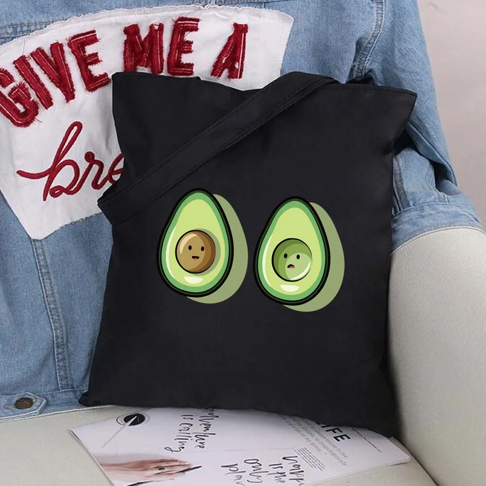 Avocado Pattern Canvas Bag Shopper Harajuku Large Capacity Women Bags Classic Vintage Shoulder Handbag | Багаж и сумки